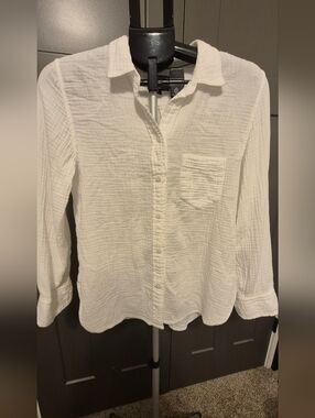 J. Crew White Button-Down Cotton Gauze Shirt